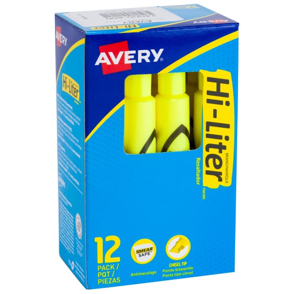 Avery(R) Hi-Liter(R), Desk-Style, Fluorescent Yellow, 1 Count (24000)